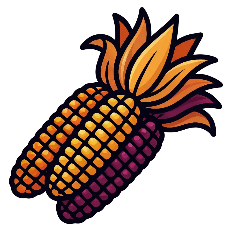 Stylized Gradient Corn Cobs with Orange Yellow Purple Hues