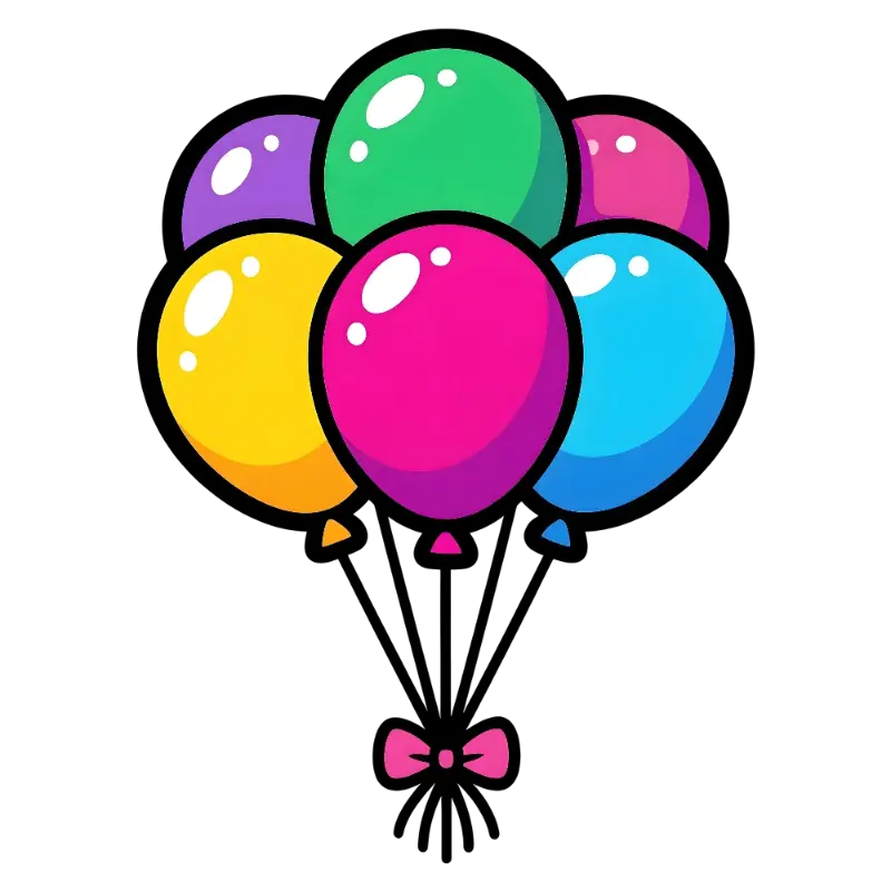 Pop Art Balloons with Pink Bow