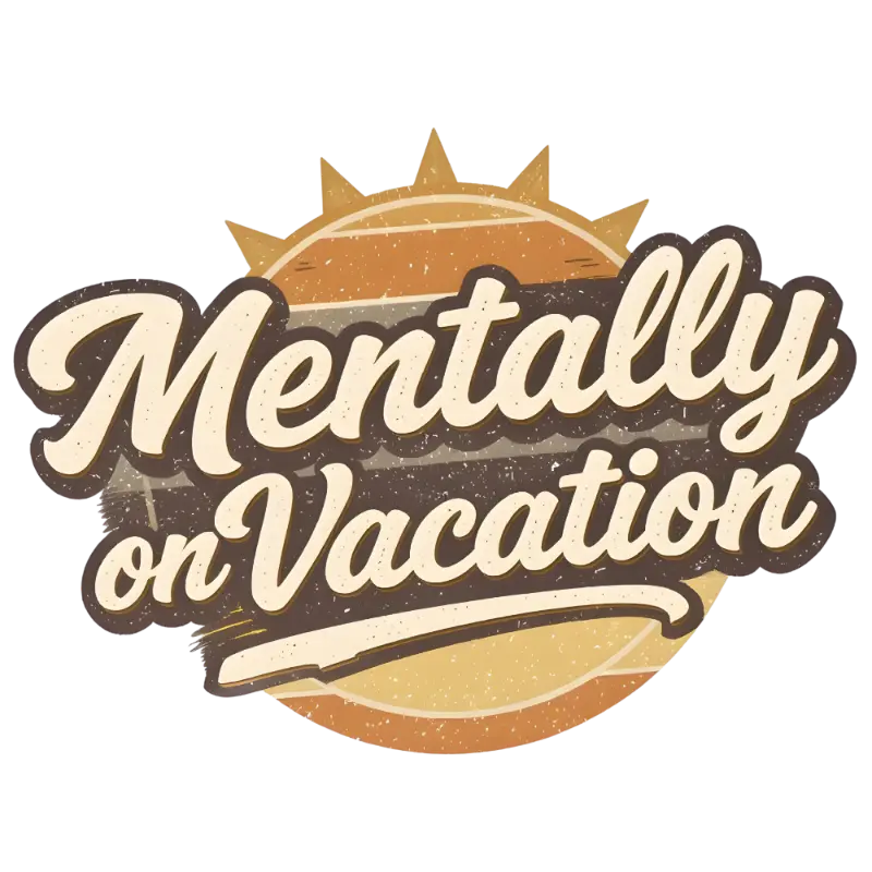 Retro Mentally on Vacation Distressed Summer Sun Graphic