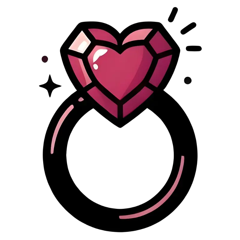 Sweet Pink Gradient Heart Gem Ring with Thin Outlines