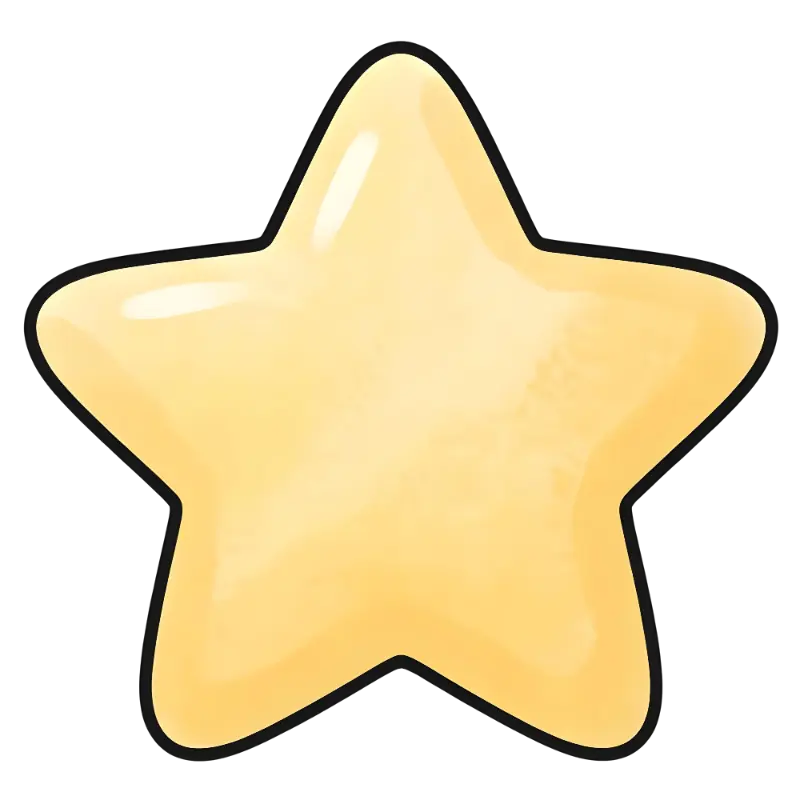 Glossy Yellow Playful Star Illustration with Rounded Points