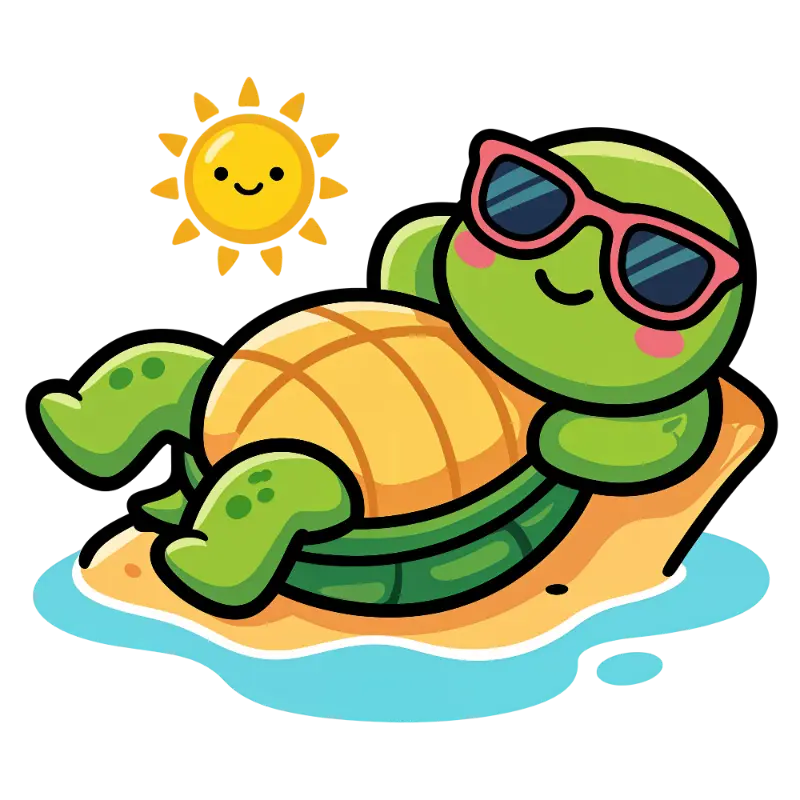 Playful Summery Turtle Character with Sunglasses