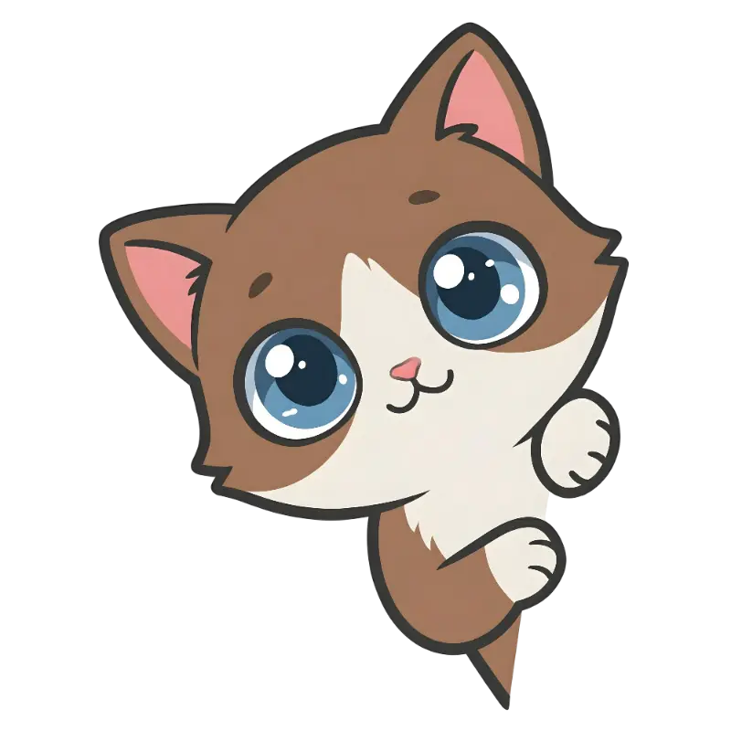Kawaii Cartoon Cute Peeking Cat Big Eyes Kiss Cut Sticker
