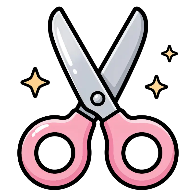 Simple Pink Open Scissors with Thick Black Outlines