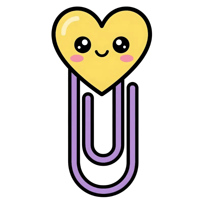 Kawaii Smiling Heart Paperclip
