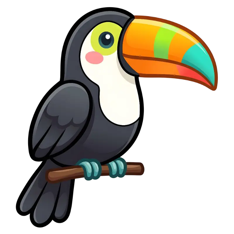 Cute Cartoon Toucan with Rosy Cheeks
