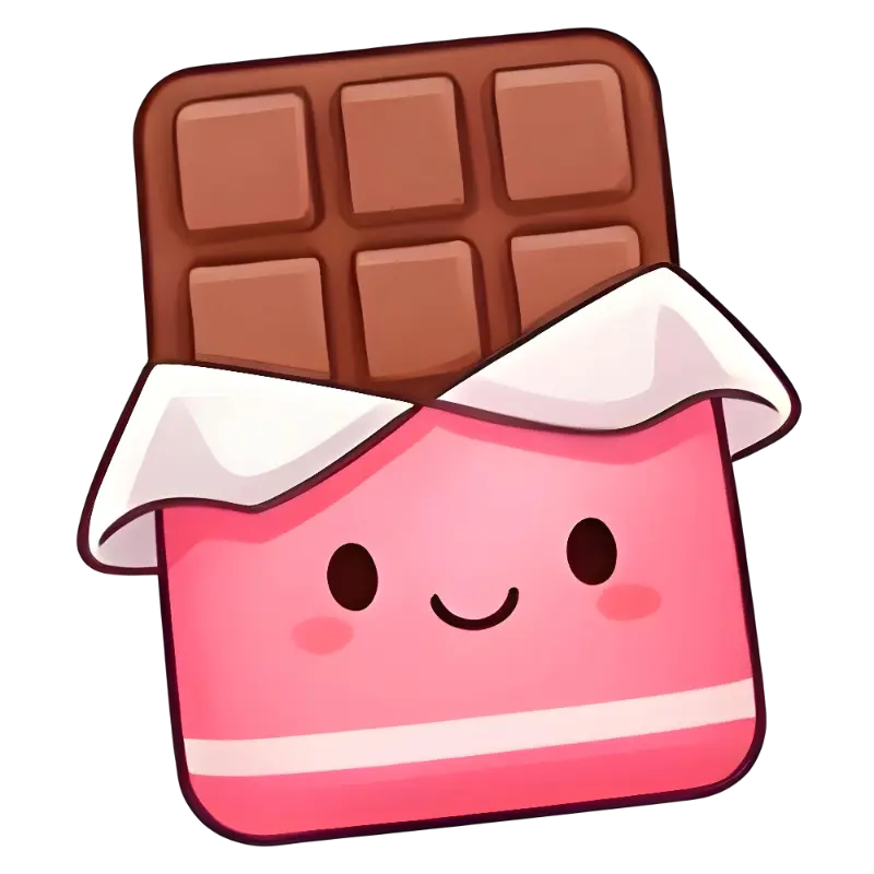 Kawaii Chocolate Bar Sticker: Cute Pink Wrapper Character Art