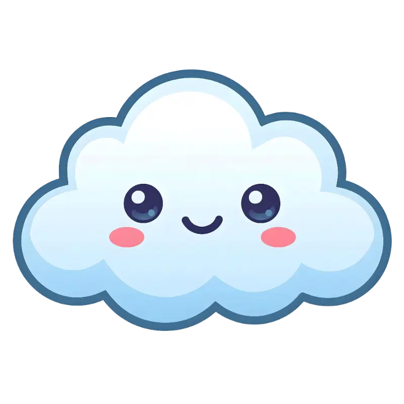 Kawaii Smiling Cloud with Rosy Cheeks