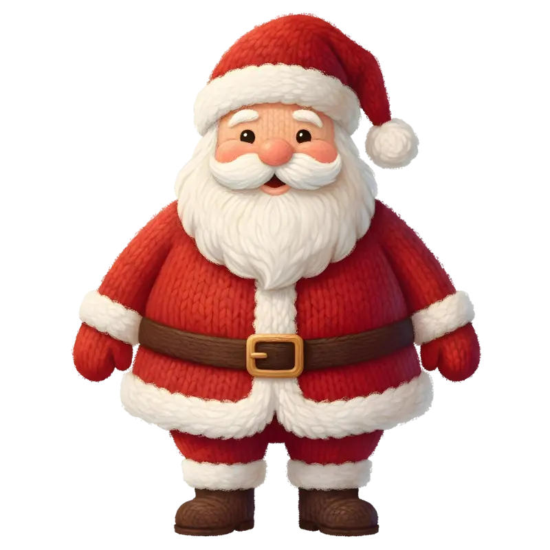 Knitted Cartoon Santa Claus Festive Illustration for Christmas