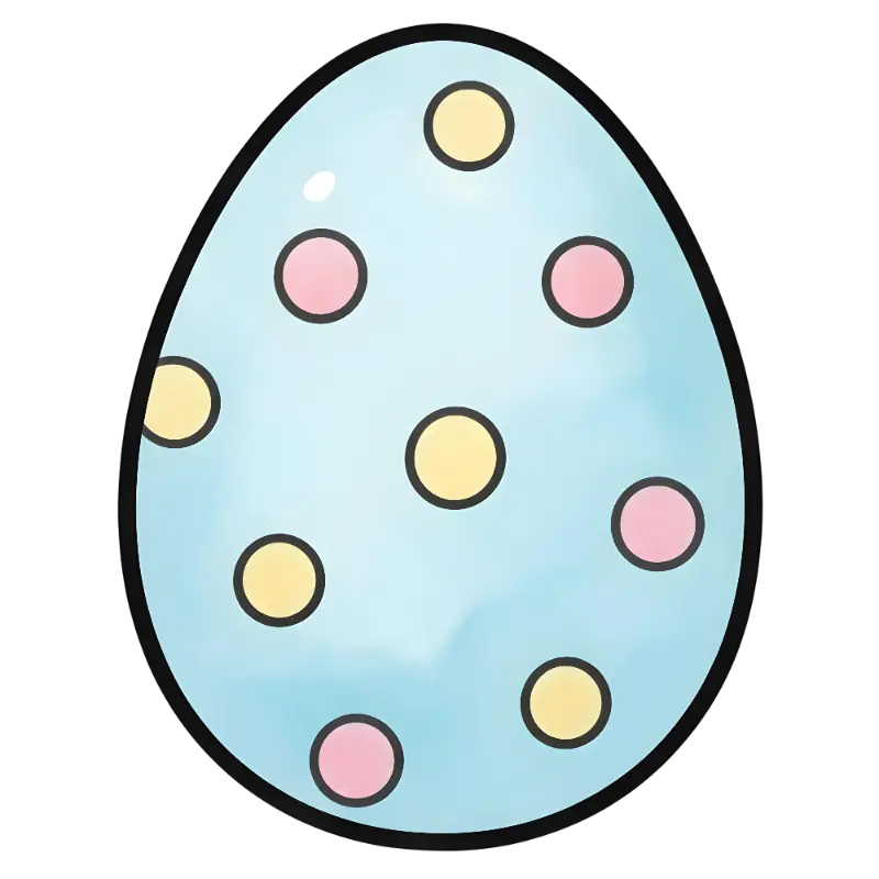 Cute Pastel Polka Dot Easter Egg Watercolor Illustration