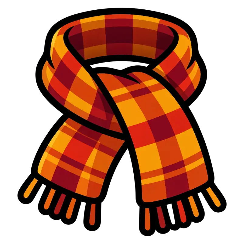Autumnal Cozy Plaid Scarf Illustration with Gradient Colors