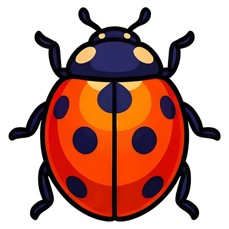 Playful Illustrative Ladybug with Thick Outlines and Circular Spots