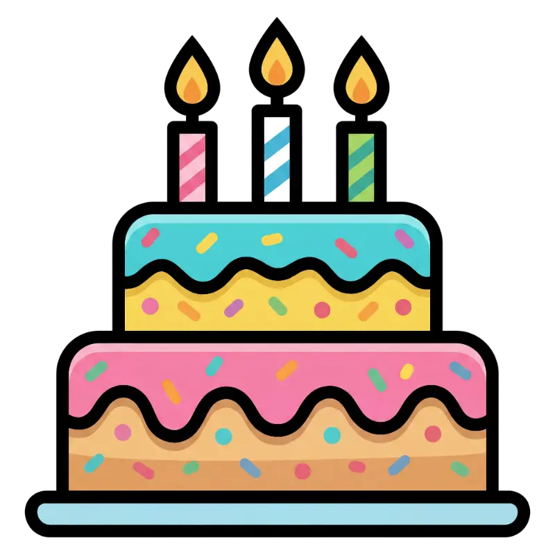 Flat Illustration Two-Tiered Birthday Cake with Sprinkles