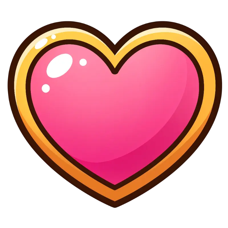 Game Art Glossy Pink Heart with Gold Border Illustration