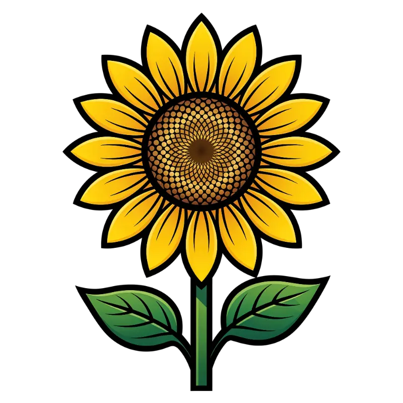 Stylized Sunflower Illustration with Fibonacci Seed Pattern