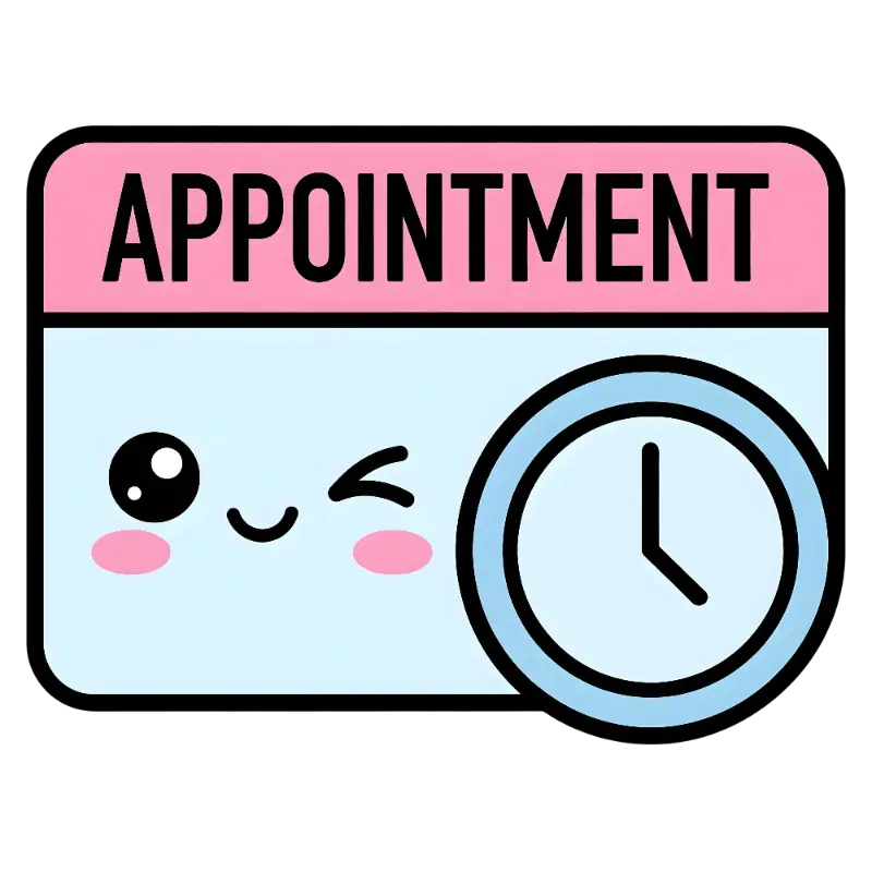 Playful Kawaii Winking Appointment Calendar Clock Icon