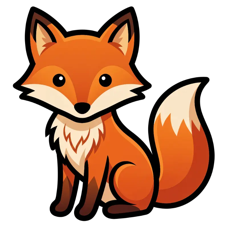 Cute Cartoon Fox with Bold Outlines and Friendly Expression