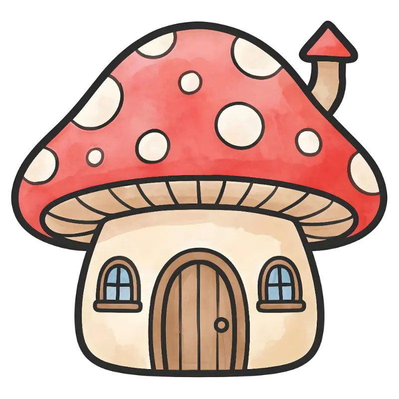 Whimsical Watercolor Mushroom House