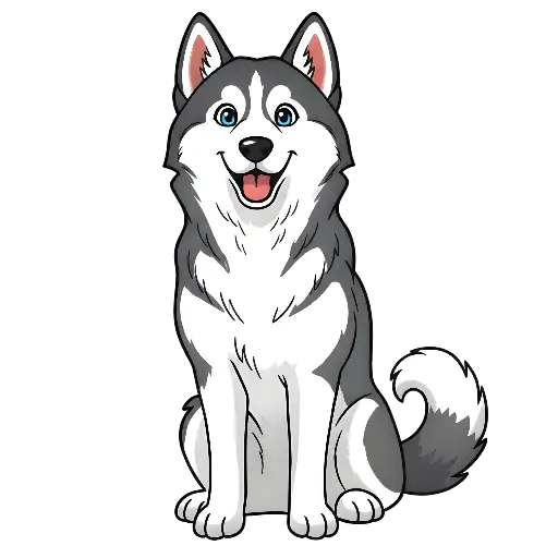 Cartoon Siberian Husky Dog Illustration Custom Kiss-Cut Stickers