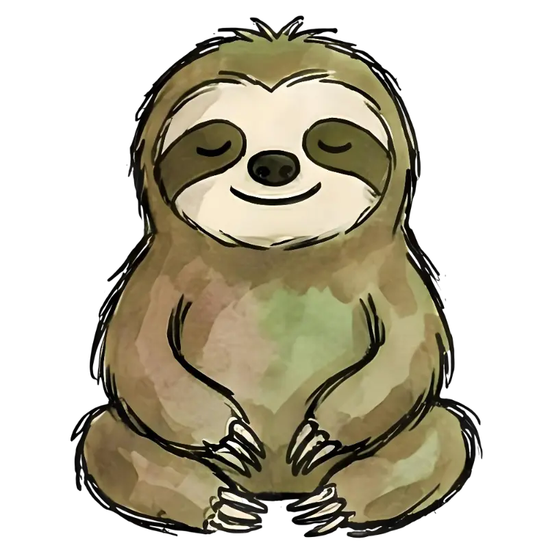 Peaceful Watercolor Meditating Sloth Sticker Graphic