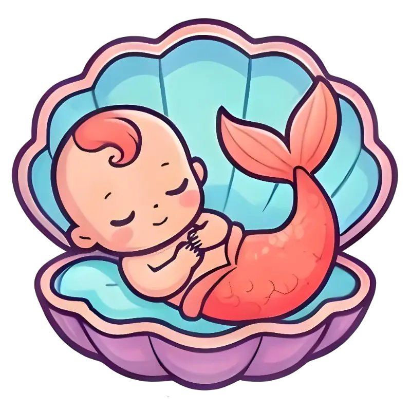 Kawaii Baby Mermaid Sleeping in a Pastel Seashell