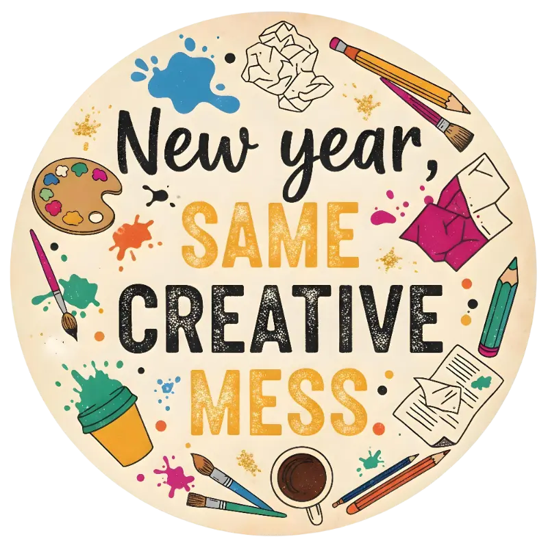 Hand-drawn New Year Creative Mess Quote Illustration for Artists
