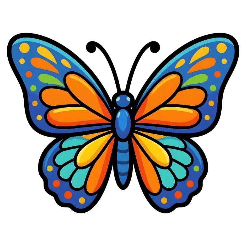 Vibrant Cartoon Butterfly Kiss Cut Sticker