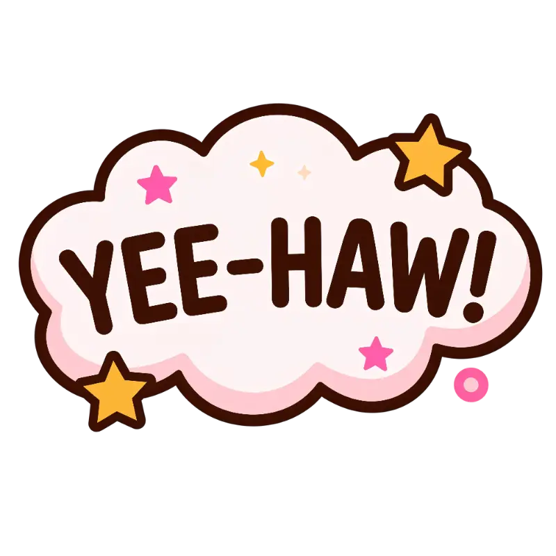 Bold Sticker Art YEE-HAW! Text Bubble with Stars and Brown Outline
