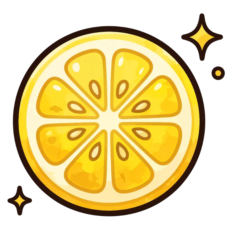 Cartoon Bold Outline Lemon Slice