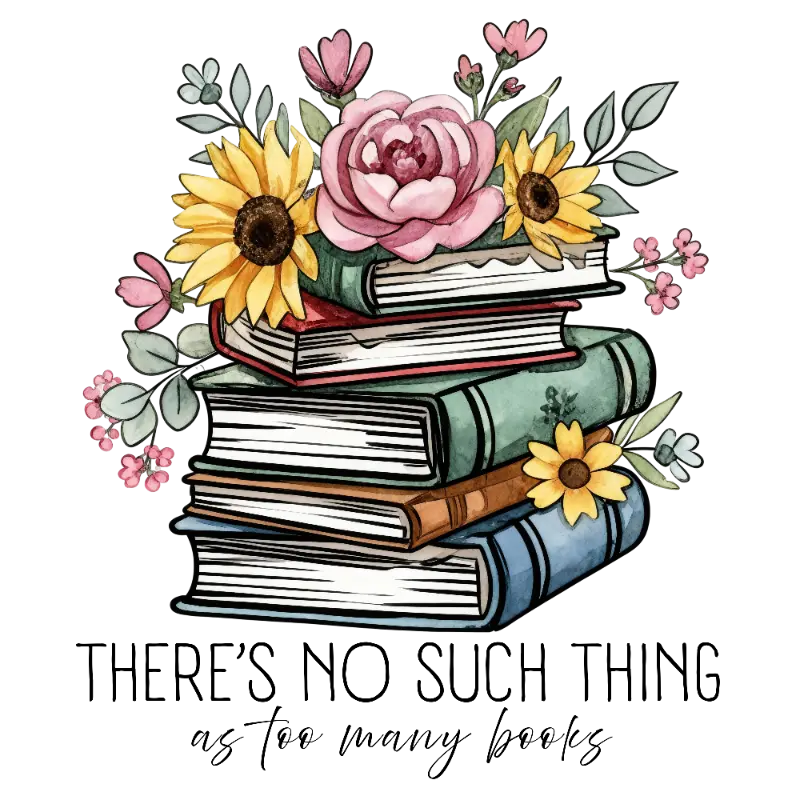 Watercolor Book Stack with Floral Illustration for Readers