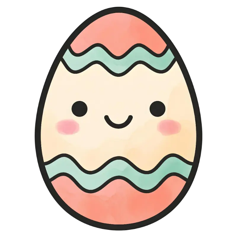 Kawaii Easter Egg Character Watercolor Kiss Cut Sticker