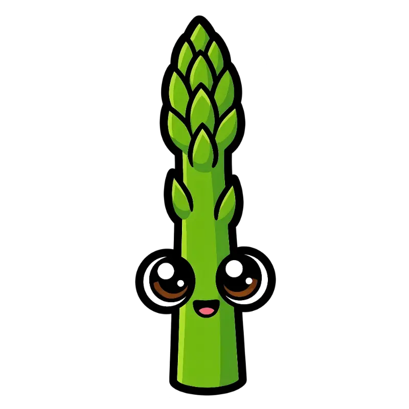 Cute Big-Eyed Asparagus Character