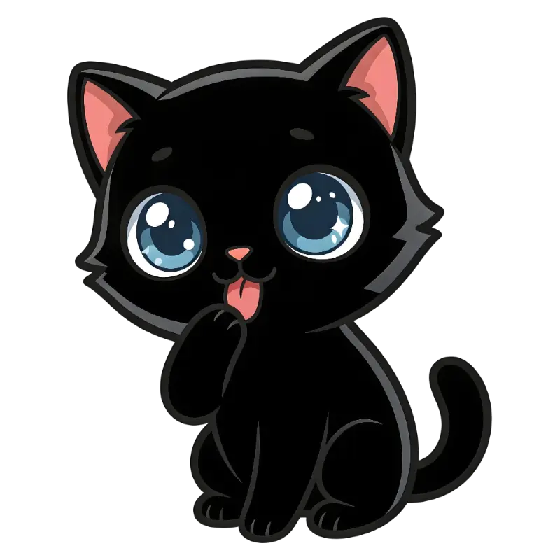 Cute Cartoon Black Cat Tongue Out Kiss Cut Sticker for Cat Lovers