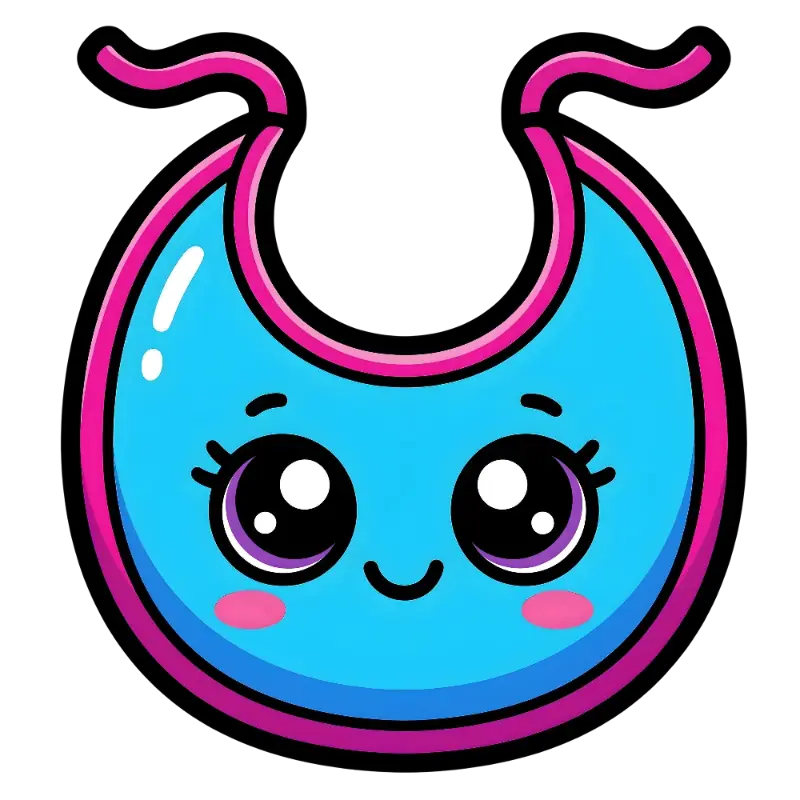 Kawaii Cute Baby Bib Character with a Cheerful Face