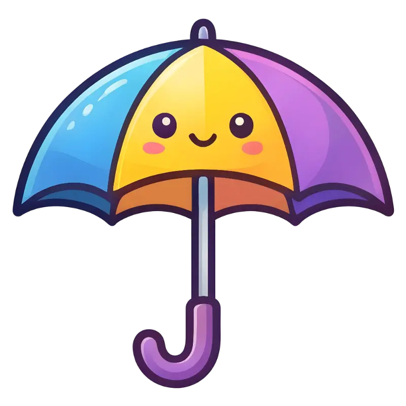 Kawaii Rainbow Umbrella Character