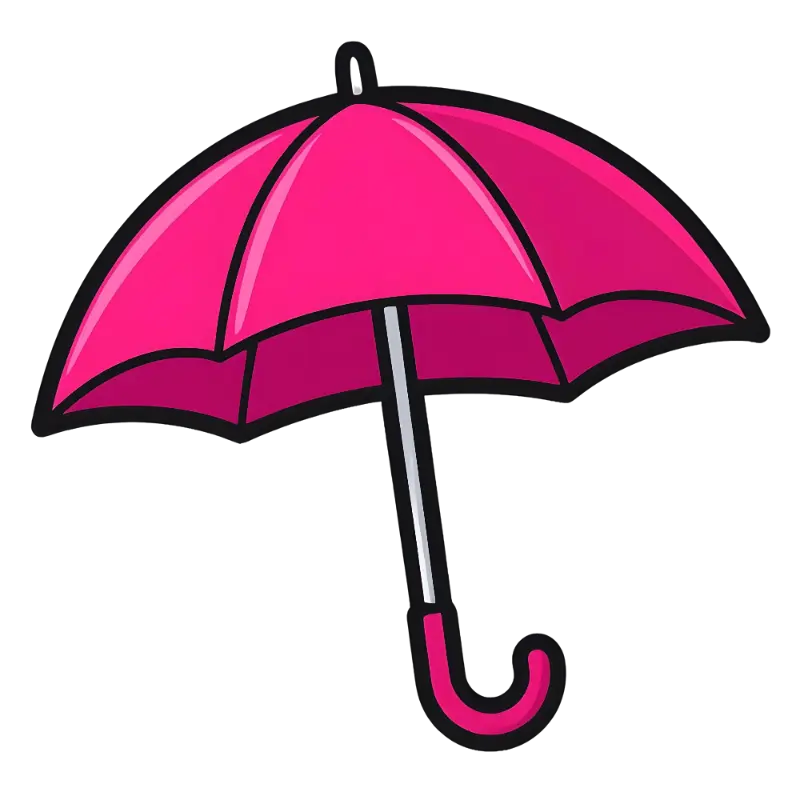 Pink Umbrella Cartoon Line Art Kiss Cut Sticker