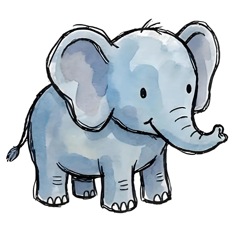 Hand-drawn Watercolor Baby Elephant Illustration for Nursery Decor