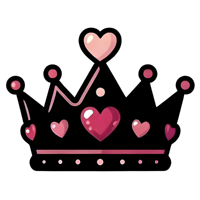 Cute Cartoon Pink Crown with Gradient Hearts Illustration