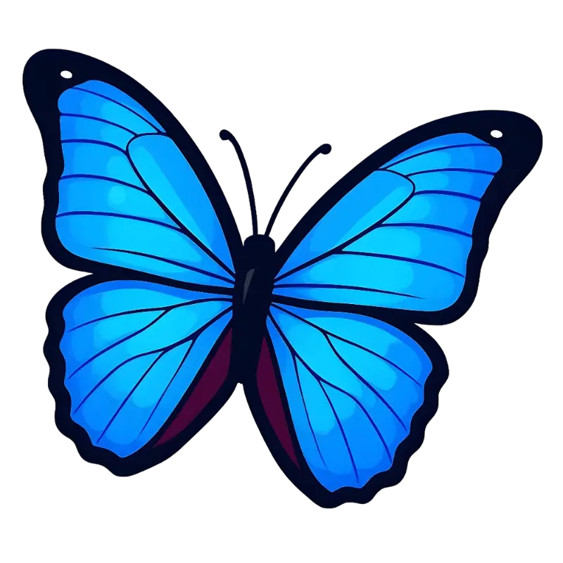 Bold Outline Blue Butterfly Illustration