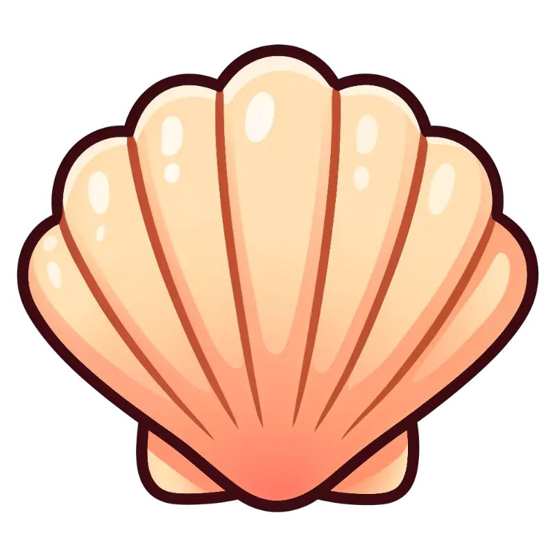 Glossy Vector Art Scallop Shell with Beige Peach Gradient