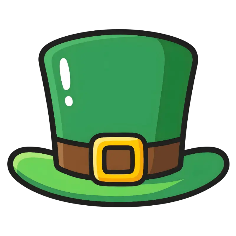 Cute Cartoon Leprechaun Hat with Thick Outlines and Gradient Shading