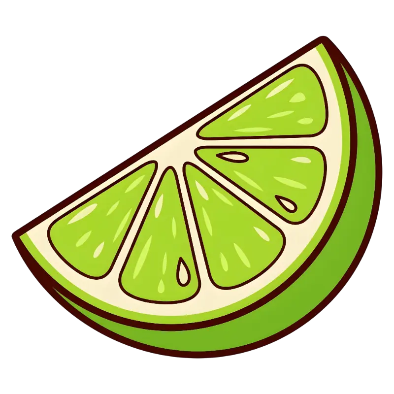 Flat Illustration Green Lime Wedge Design with Small Seeds