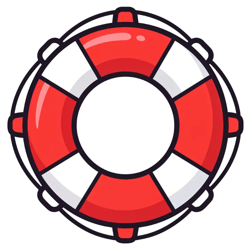 Playful Red and White Nautical Lifebuoy Illustration