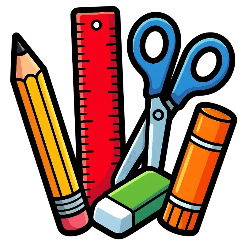 Cute Kids School Day Objects Illustration