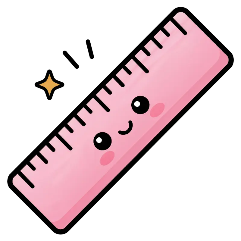 Kawaii Pink Ruler Character with Smiling Face and Blushing Cheeks