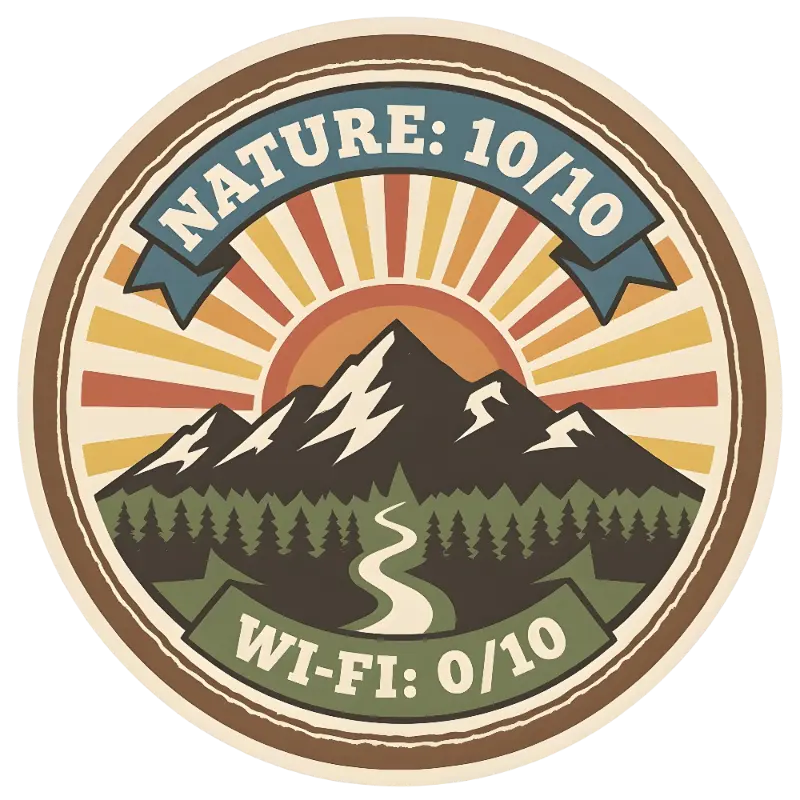 Vintage Outdoor Nature Badge Graphic for No Wifi Escape