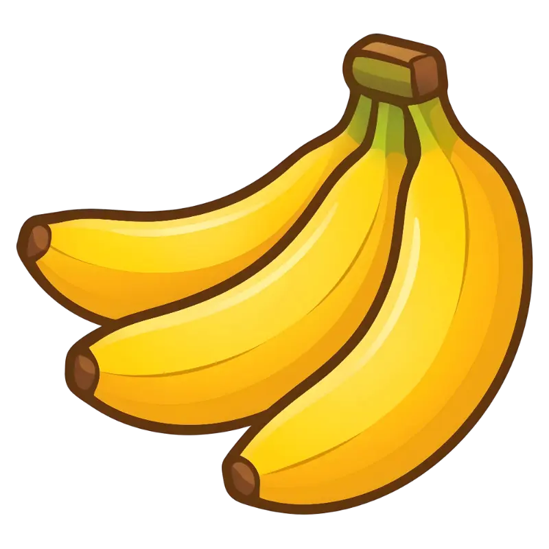 Vibrant Illustration of a Banana Trio with Bold Outlines and Smooth Gradients