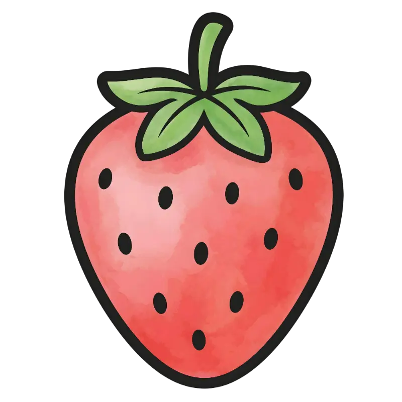 Playful Watercolor Strawberry