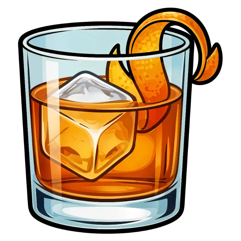 Cartoon Old Fashioned Cocktail