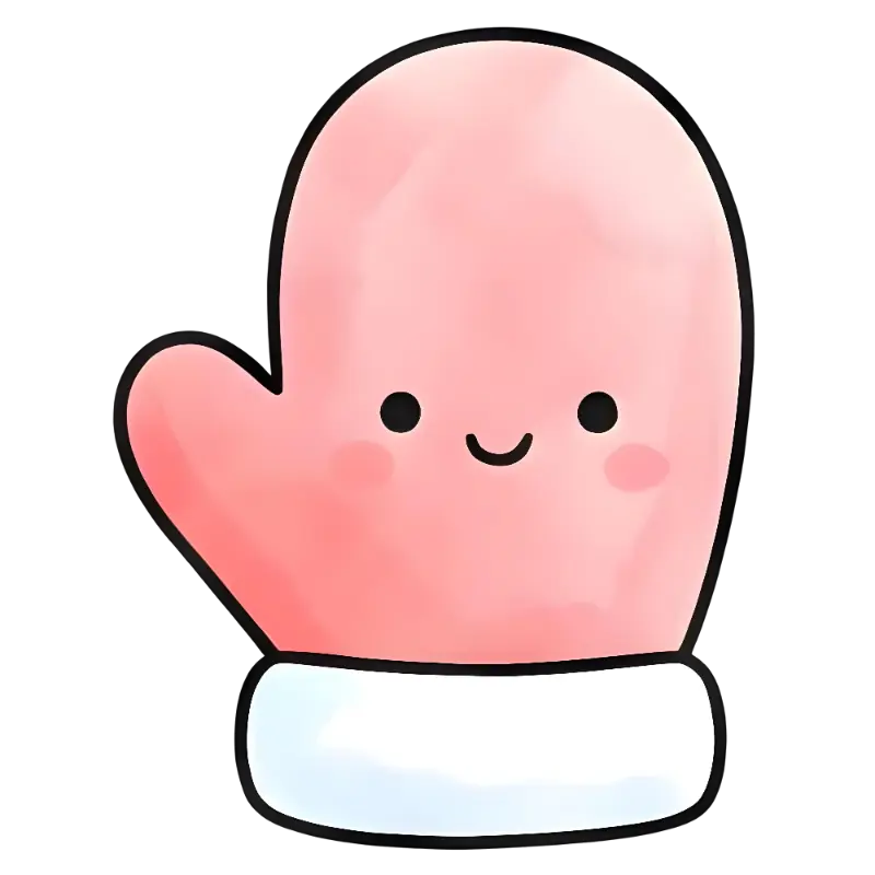 Kawaii Watercolor Mitten Illustration for Happy Children's Winter